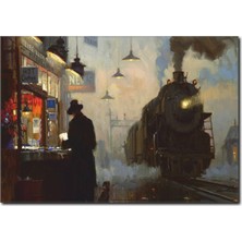 La Vita E Bella Tren Garı Manzara Yağlı Boya Kanvas Tablo RT-1038