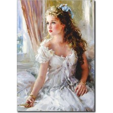 La Vita E Bella Beyaz Elbiseli Güzel Kadın Tablosu RT-1059