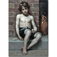 La Vita E Bella Kaldırımda Oturan Çocuk Kanvas Tablo RT-1077