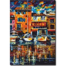 La Vita E Bella Deniz, Kayık ve Evler Yağlıboya Kanvas Tablo RT-1104