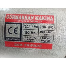 GÜRMAKSAN Taş Motoru Taşlama Trifaze 1hp 2800