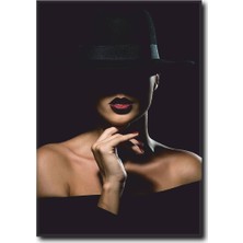 La Vita E Bella Siyah Şapkalı Kadın Kanvas Tablo WM-1039