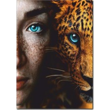La Vita E Bella Kadın ve Leopar Temalı Kanvas Tablo WM-1061