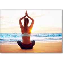 La Vita E Bella Kumsalda Yoga Yapan Kadın Kanvas Tablo YF-1013