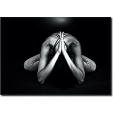 La Vita E Bella Yoga Yapan Kadın Siyah Beyaz Kanvas Tablo YF-1021