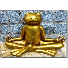 La Vita E Bella Yoga Yapan Kurbağa Heykel Komik Kanvas Tablo YF-1030