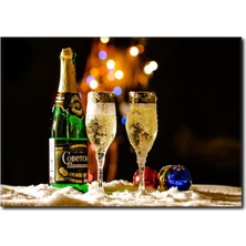 La Vita E Bella Bir Kadeh Mutluluk Temalı Kanvas Tablo YM-1025