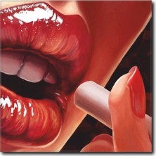 La Vita E Bella Kırmızı Rujlu Kadın Kanvas Tablo WM-1045