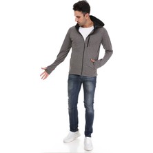 Sportech Cool Fermuarlı Kapşonlu Gri Hırka