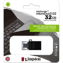 Kingston 32GB Dt Microduo 3 Gen2 + Microusb (Android/otg) Microusb ve USB Type-A Flash Bellek