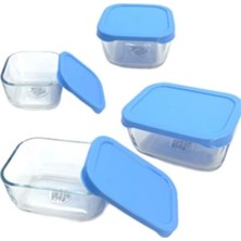 Paşabahçe 53223+53733 Saklama Kabı Mavi Pls Kapak 4lü Set