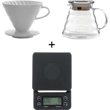 Kahvehanem Barista Drip Filter Coffee Plus Set (Dripper+Coffee Server+Timer Scale)