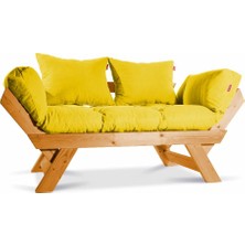 Mobil Deco Kombin Wood Ahşap Iki Kişilik Kanepe (Ceviz/sarı)
