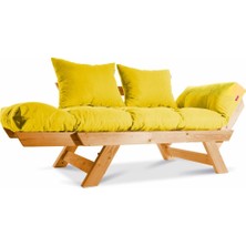 Mobil Deco Kombin Wood Ahşap Iki Kişilik Kanepe (Ceviz/sarı)