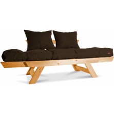 Mobil Deco Kombin Wood Ahşap Iki Kişilik Kanepe (Ceviz/kahverengi)