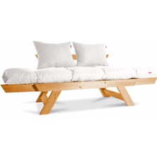 Mobil Deco Kombin Wood Ahşap Iki Kişilik Kanepe (Ceviz/krem)