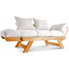 Mobil Deco Kombin Wood Ahşap Iki Kişilik Kanepe (Ceviz/krem)