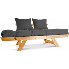 Mobil Deco Kombin Wood Ahşap Iki Kişilik Koltuk Bahçe Koltuğu Yataklı Gürgen Füme