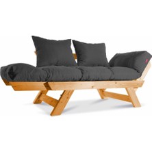 Mobil Deco Kombin Wood Ahşap Iki Kişilik Koltuk Bahçe Koltuğu Yataklı Gürgen Füme