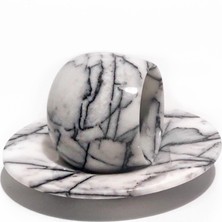 Lux & Marble Peony - Beyaz Mermer Fincan