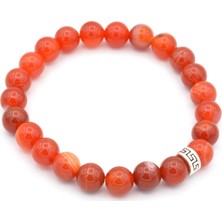 Murty99 Doğal Çizgili Kırmızı Akik Bileklik 006