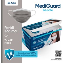 Mediguard TIP2R Meltblown 3 Katlı ve Telli Cerrahi Maske Gri Renk 50 Adet
