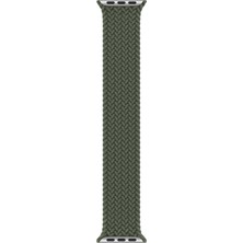 Microsonic Apple Watch Uyumlu Series 3 42 mm Kordon, (Medium Size, 147 mm) Braided Solo Loop Band Koyu Yeşil