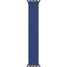 Microsonic Apple Watch Uyumlu Series 6 40 mm Kordon, (Small Size, 127 mm) Braided Solo Loop Band Mavi