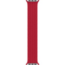 Microsonic Apple Watch Uyumlu Series 6 44 mm Kordon, (Large Size, 160 mm) Braided Solo Loop Band Kırmızı