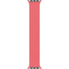 Microsonic Apple Watch Uyumlu Se 44 mm Kordon, (Medium Size, 147 mm) Braided Solo Loop Band Pembe