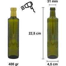 Afracam 500 cc Yeşil Dorika Kilitli Kapaklı ve Kapüşonlu 500 ml Yuvarlak Cam Şişe 1 Adet