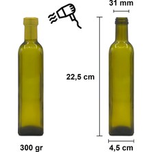 Afracam 500 cc Yeşil Maraska Kilitli Kapaklı ve Kapüşonlu 500 ml Köşeli Cam Şişe 1 Adet