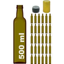 Afracam 500 cc Yeşil Maraska Kilitli Kapaklı ve Kapüşonlu 500 ml Köşeli Cam Şişe 30 Adet