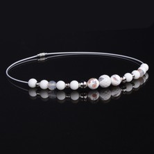 Tedz Collection Fasetli Beyaz Akik Kolye