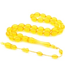 Murty99 Usta İşi Arpa Kesim Sarı Uçak Camı İri Boy Tesbih