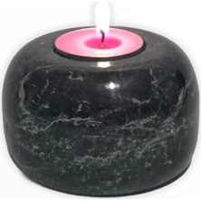 Lux & Marble Lumi - Siyah Mermer Orta Boy Tea-light Mumluk