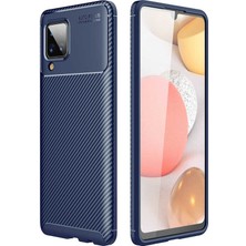CoverZone Galaxy A12 Kılıf Karbon Delüx Tpu Silikon Lacivert