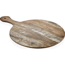 Külsan 4 Kişilik Büyük Boy Ahşap Görünümlü Şık Günler Için Sunum Pano Tabağı Ø30