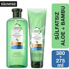 Herbal Essences Sülfatsız Güç ve Nem Aloe + Bambu Şampuan 380 ml + Saç Bakım Kremi 275 ml