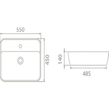 Turkuaz Seramik Cerastyle One Tezgah Üstü Lavabo 55 cm 076700U