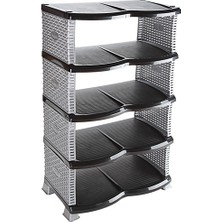 Kastamonu Plastik Raddan 5 Raflı Ayakkabılık Gri