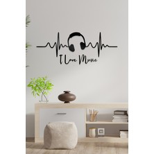 Ahwall I Love Music Figürlü Dekoratif Ahşap Tablo