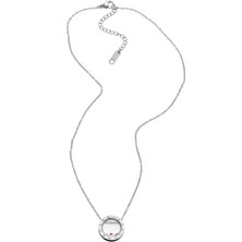 Modamugo Çelik Zincir Kolye Roma Rakamlı Rondela Zirkon Taşlı - Rodyum