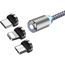 Ally Magnetic-Mıknatıslı USB Şarj Kablosu 3 BaşlıkUniversal 1 mtAL-32968