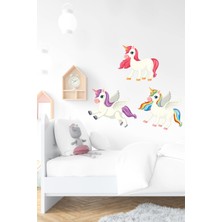 Msticker Sevimli Pony 3'lü Sticker Seti-Çocuk Bebek Odası Sticker