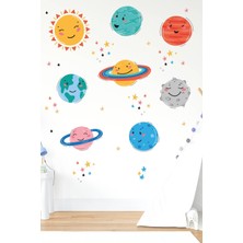Msticker Sevimli Güneş,uzay Figürleri ve Yıldızlar Çocuk Bebek Odası Sticker