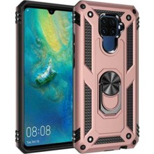 Caseart Huawei Mate 30 Lite Kapak Military Yüzüklü Stantlı Panzer Tank Kılıf Rose Gold