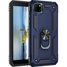 Caseart Huawei Y5P Kapak Military Yüzüklü Stantlı Panzer Tank Kılıf Lacivert