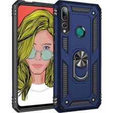Caseart Huawei Y9 Prime 2019 Kapak Military Yüzüklü Stantlı Panzer Tank Kılıf Lacivert