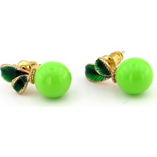 Solfera Tasarım Yeşil Elma Apple Kadın Küpe EX019